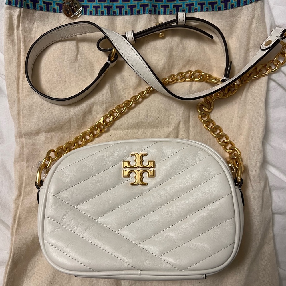 Tory Burch Kira Camera Bag - White with gold hardware
